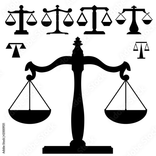 Weight or justice scales in vector silhouette