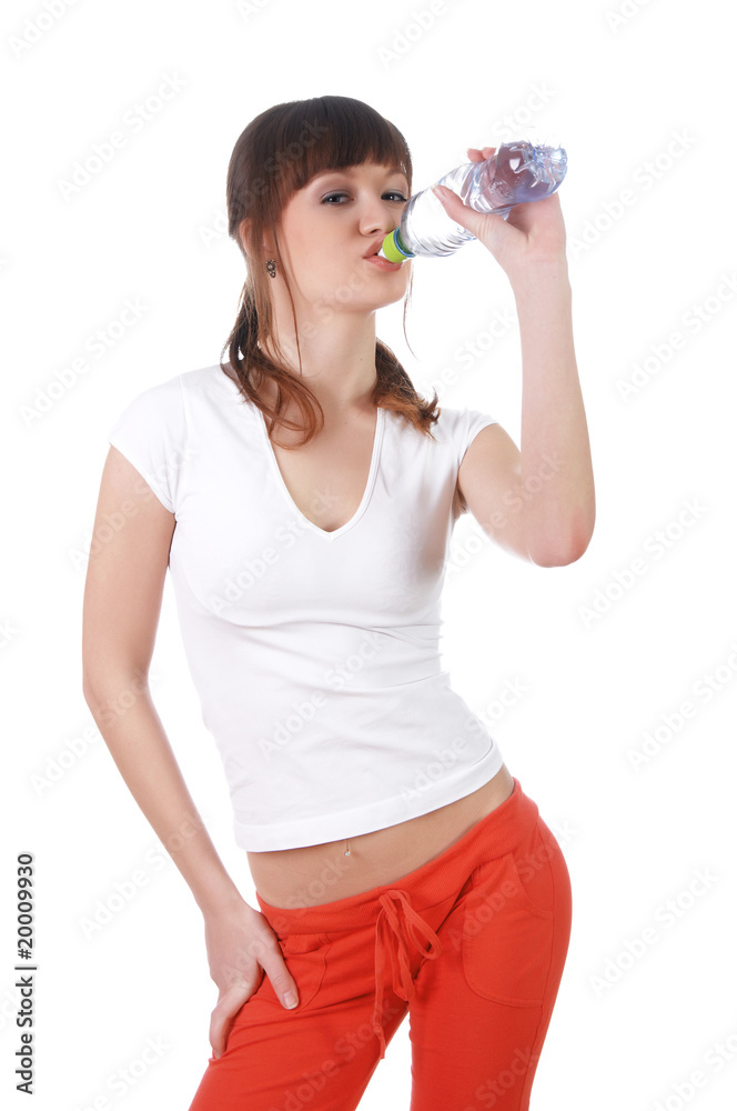 a charming young girl in a white T-shirt