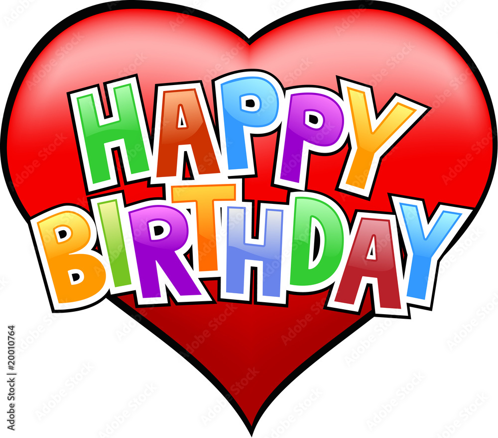 happy birthday letters on heart isolated Adobe Stock
