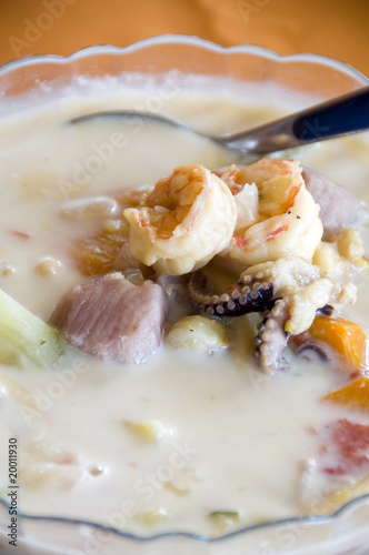 bowl of mixed seafood soup nicaragua