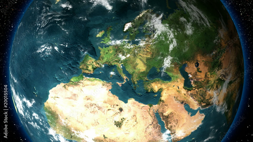 HD 1080 - Zoom in earth (through clouds from space)