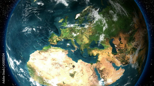 HD 1080 - Zoom in earth (through clouds from space)