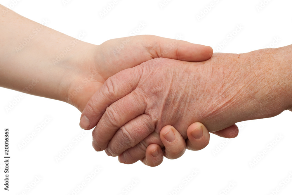 Ageing - handshake between young and old