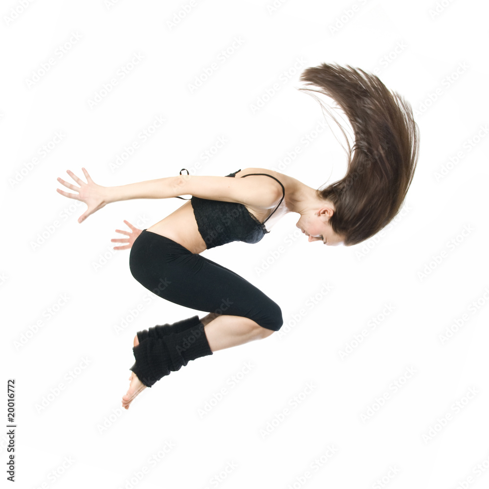 jumping young dancer isolated on white background jumping young dancer isolated on white background