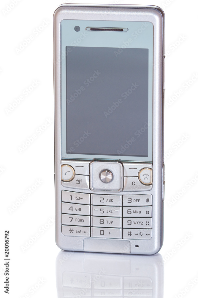 Mobile phone isolated on white with reflecion Mobile phone isolated on white with reflecion
