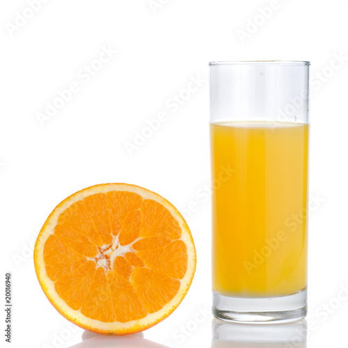 orange juice and orange isolated on white