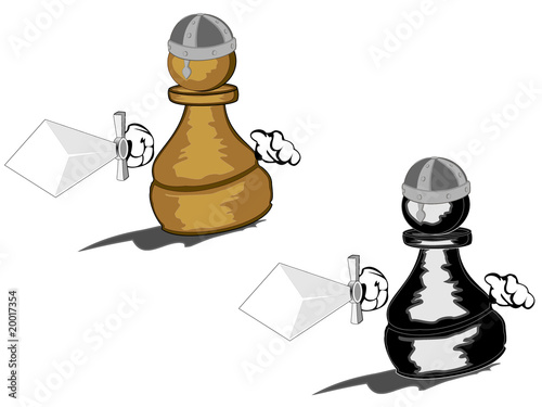 two pawns with swords