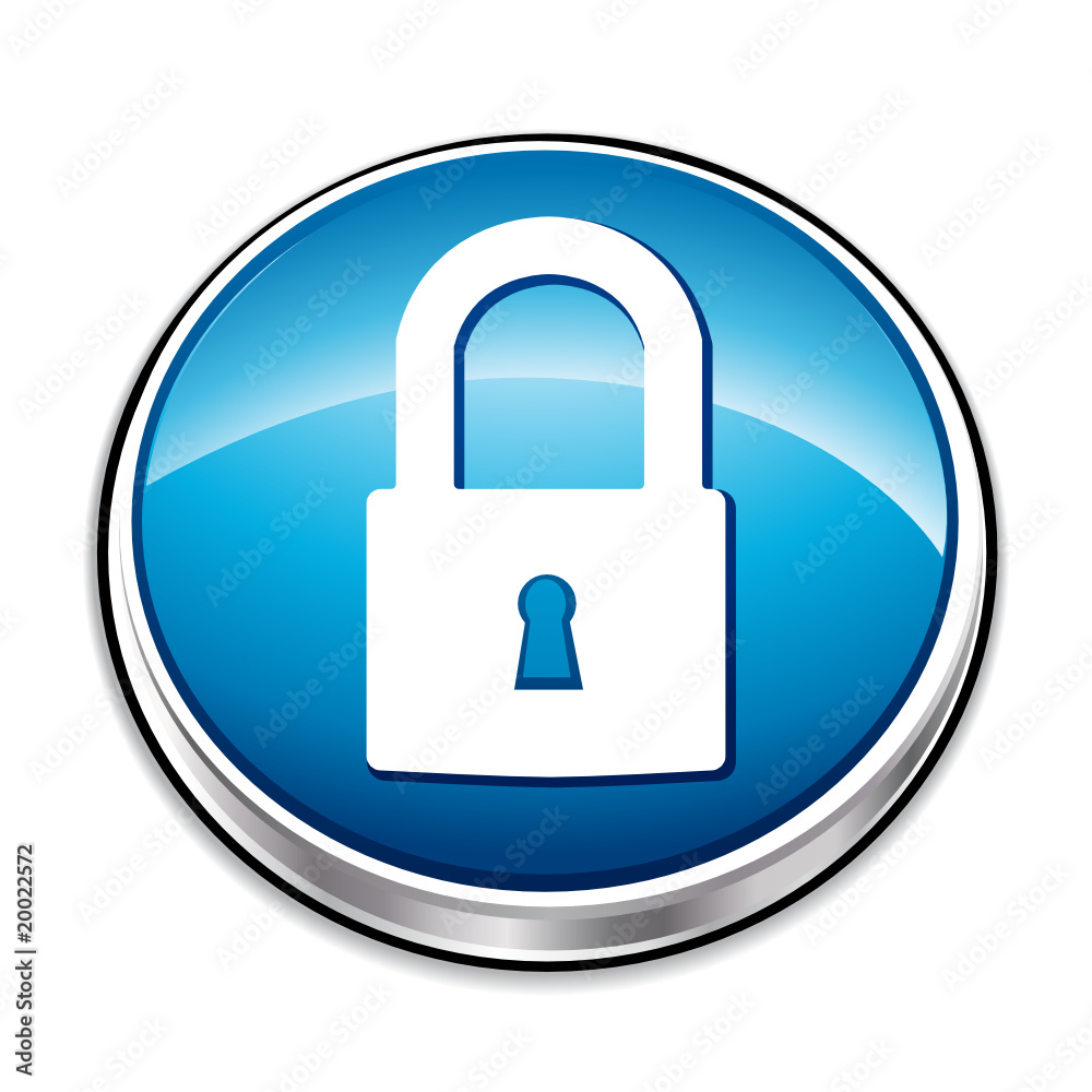 Blue padlock button for security concept Blue padlock button for security concept