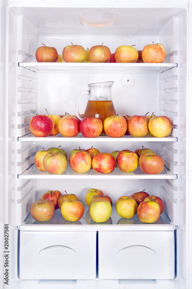 apples with jug in the refrigerator apples with jug in the refrigerator