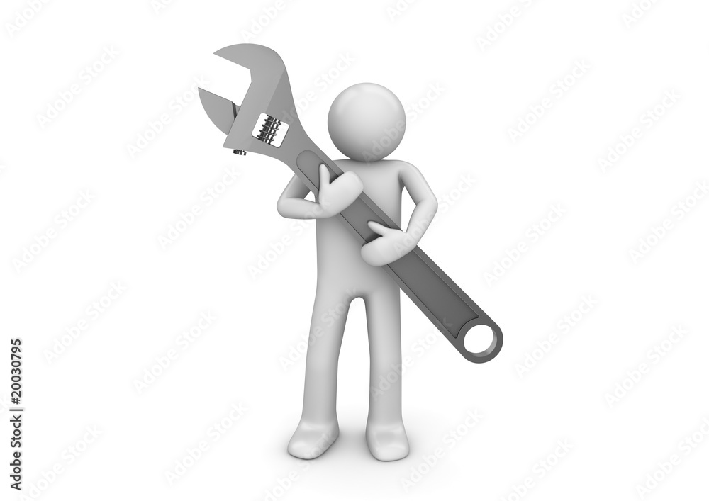 Support wrench (3d isolated characters, business series) Support wrench (3d isolated characters, business series)