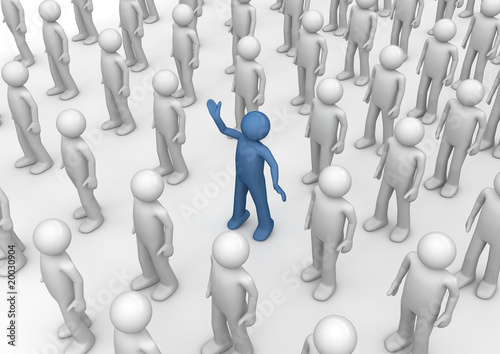 Contrarian - odd man out (3d isolated characters, business)