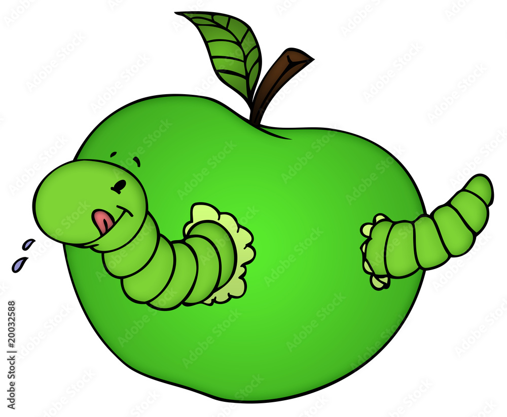 Apfel, Wurm, Raupe, Apple Stock-Illustration | Adobe Stock