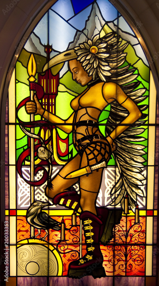 Stained Glass Warrior Woman