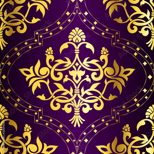 Gold-on-Purple seamless Indian sari pattern