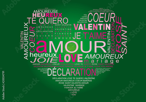 coeur mots fond vert v10