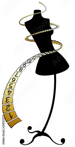 Dummy with gold centimetric tape