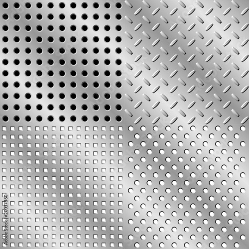 Seamless steel background collection. Vector illustration.