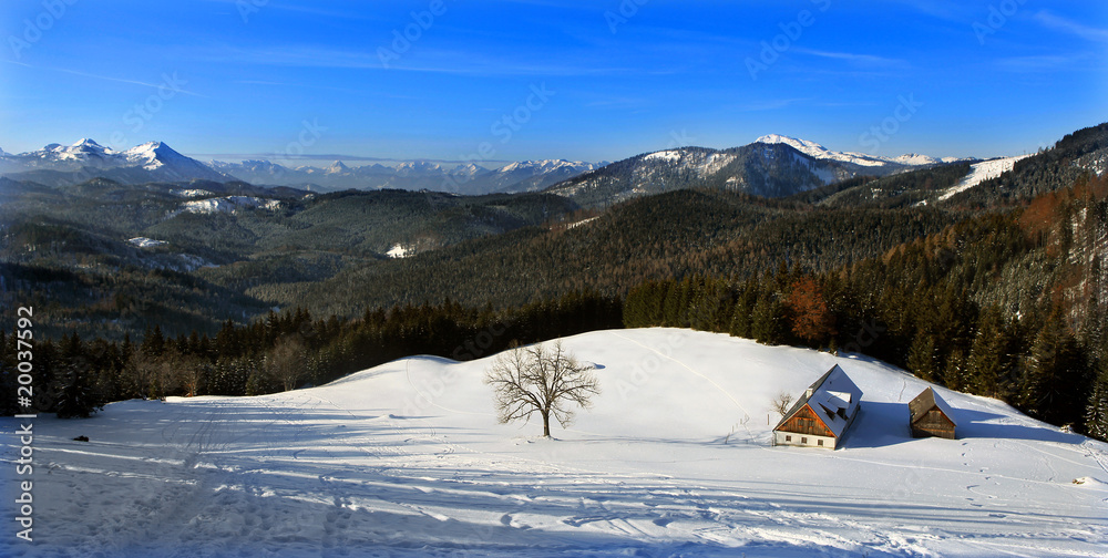 Fototapeta premium Prealps in winter - Voralpen im Winter