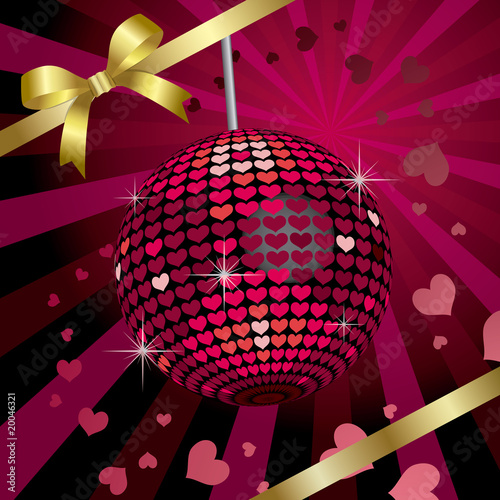 Ribbon & Heart Mirrorball