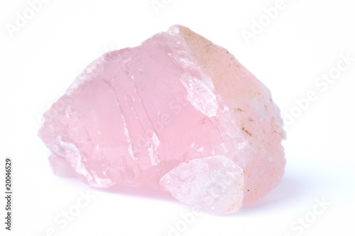 Rose quartz on white