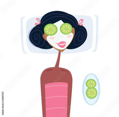 Spa - woman with facial mask. Vector Illustration.