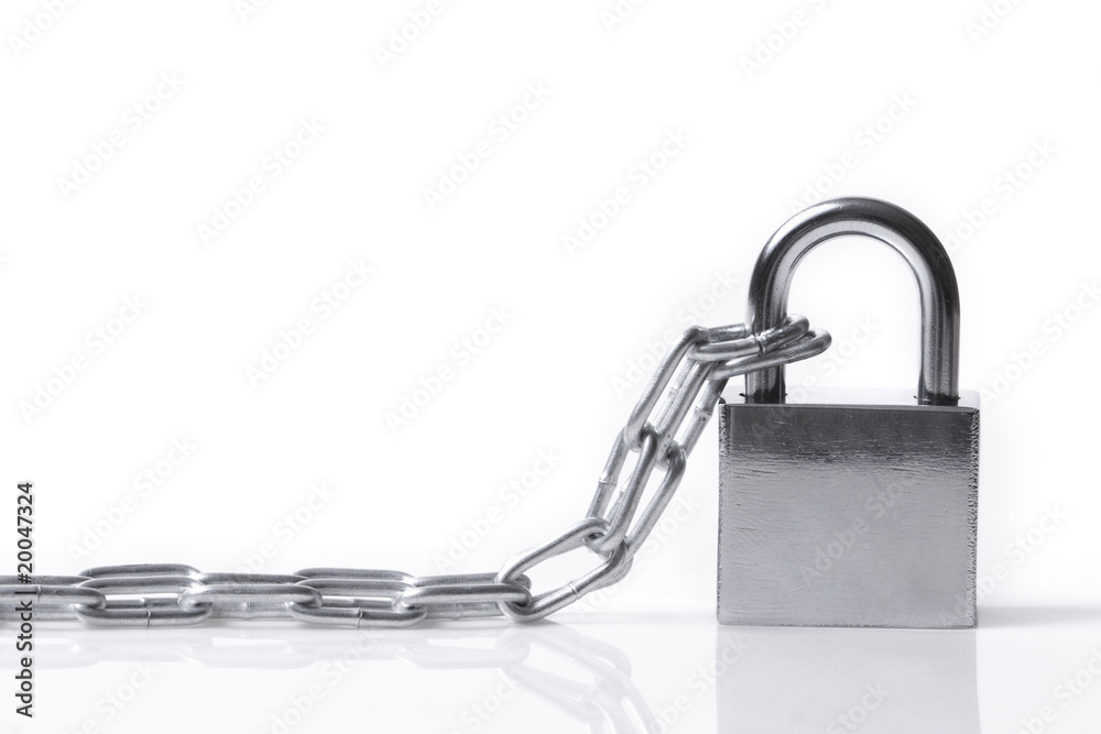 Lock and chain on the white background Lock and chain on the white background