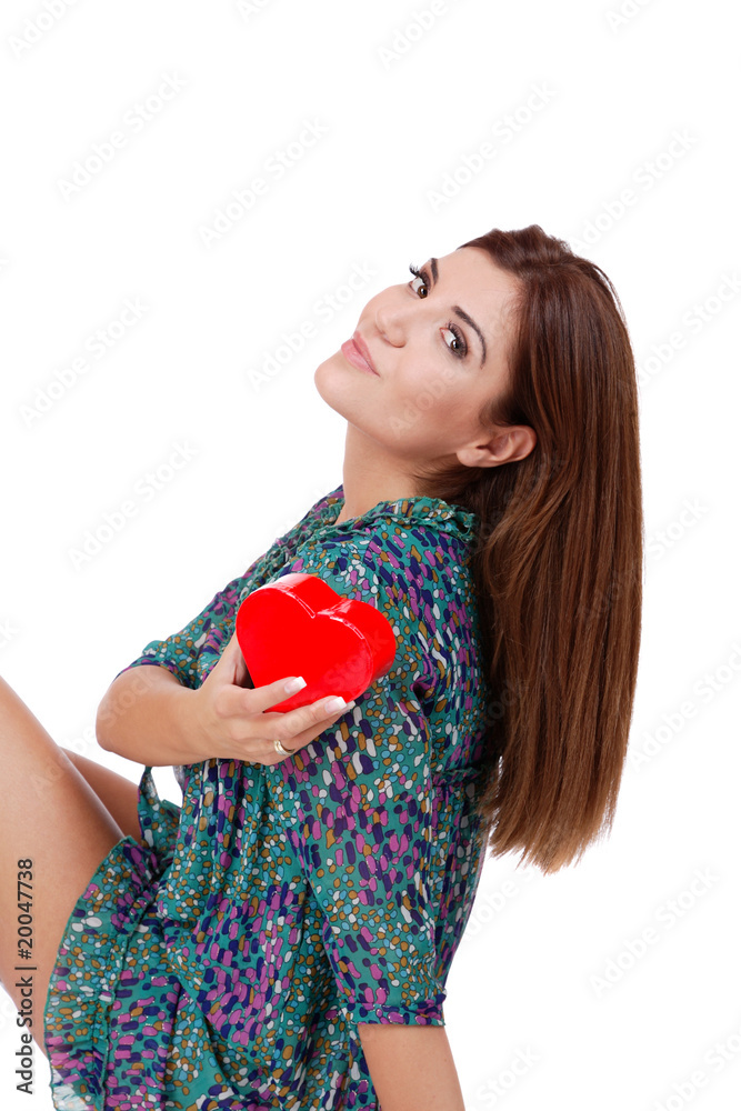 beautiful young woman with a gift beautiful young woman with a gift