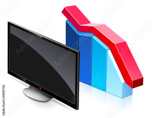 Télévision à écran plat à la baisse (reflet)