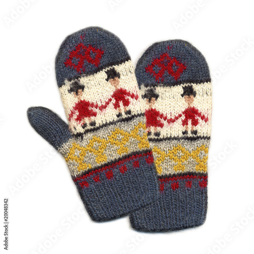 Needlework. Knitted mittens