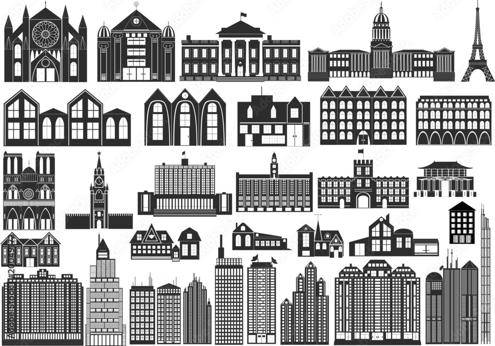 simple vector buildings, including famous