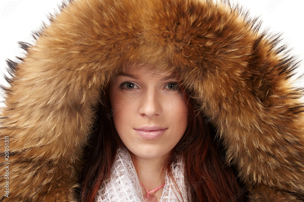 Beautiful woman in winter fur coat Beautiful woman in winter fur coat