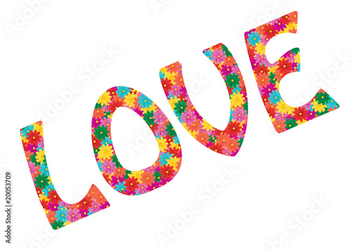 Love word made from flowers