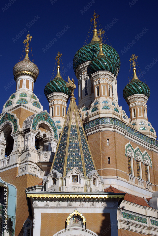 Domes of Russian Orthodox Church in Nice, France