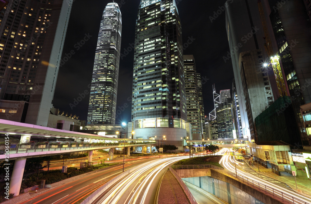 traffic through downtown in Hong kong traffic through downtown in Hong kong