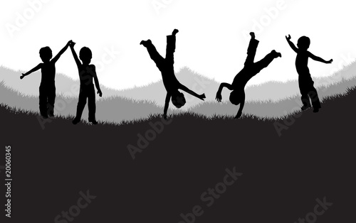 children playing on the grass