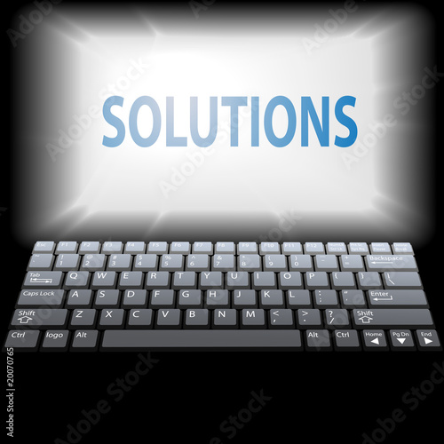 Computer SOLUTIONS in laptop monitor copyspace