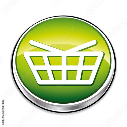 Green handle shopping basket button
