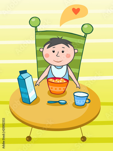 Child having a breakfast