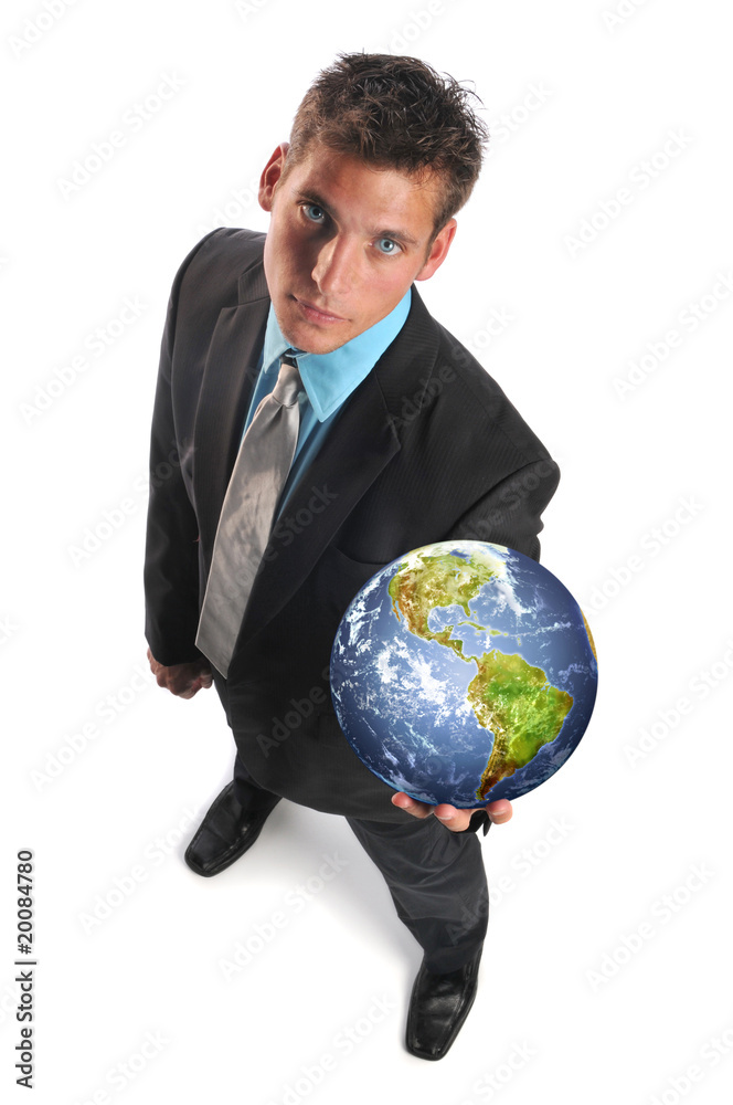 Businessman holding planet earth Businessman holding planet earth