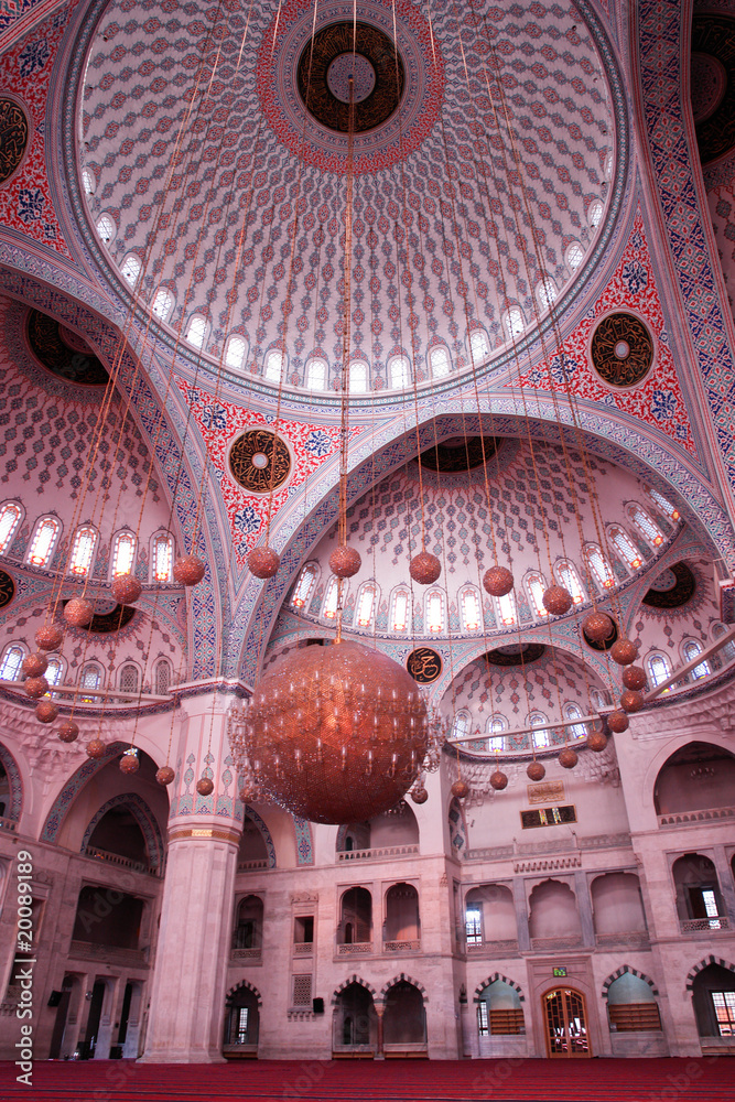 Interior of Kocatepe Mosque in Ankara, Turkey