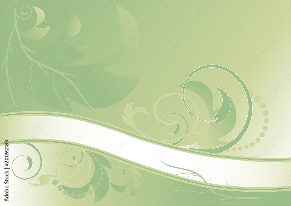 Abstract green floral banner.   Background .Banner