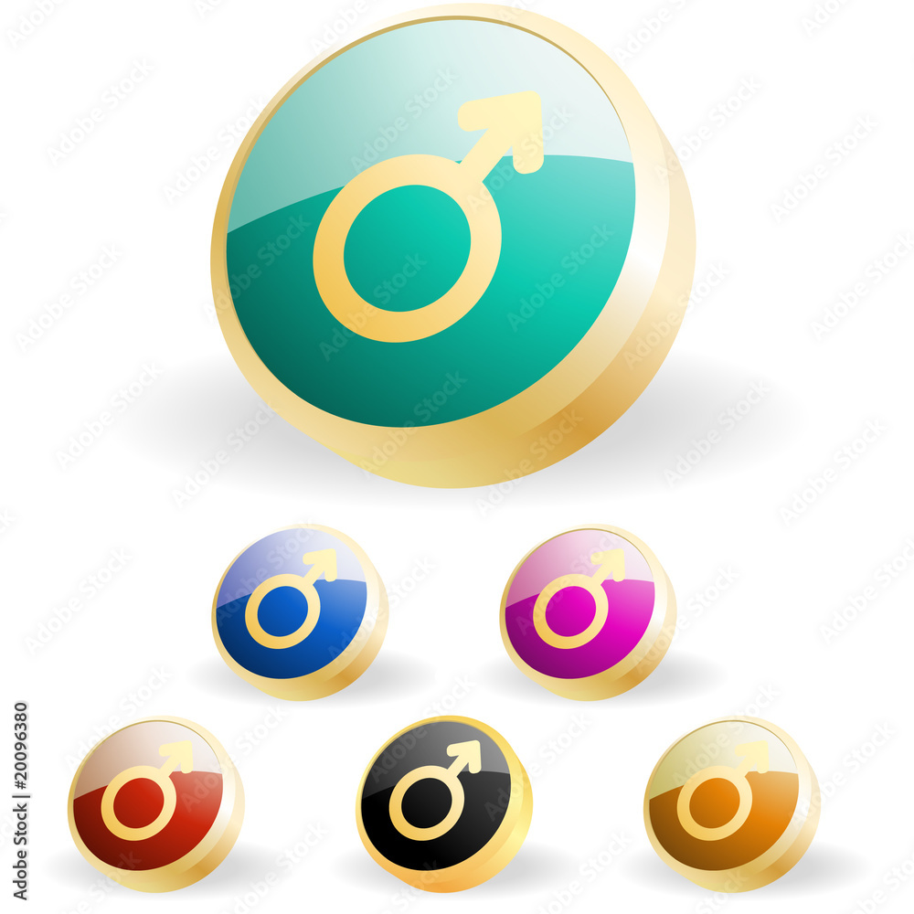 Male symbol. Vector button set. Male symbol. Vector button set.