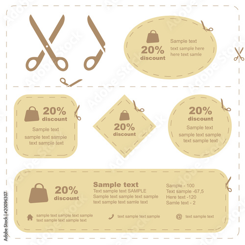 Vector scissors with cut lines templates to choose from