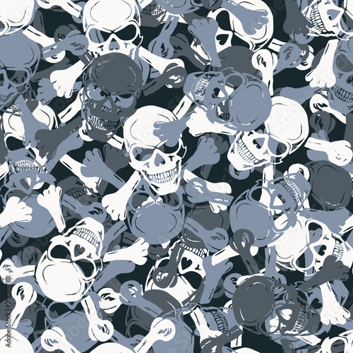 Vector. Seamless skull camouflage pattern