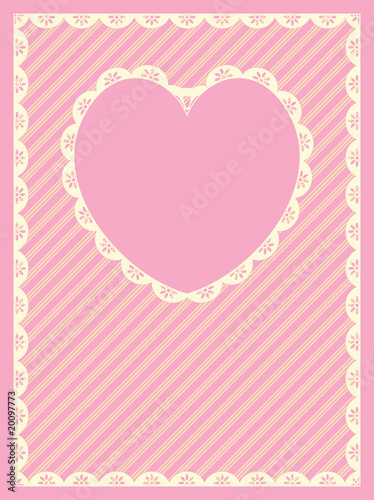 Vector Striped Background With Victorian Eyelet Heart Copy Space