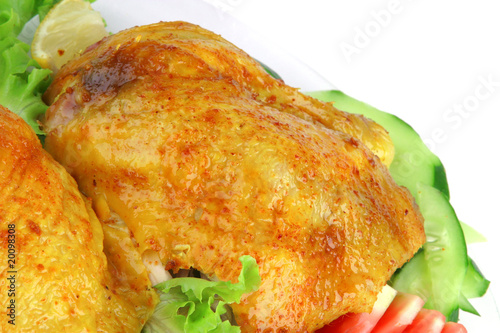 served grilled chicken leg