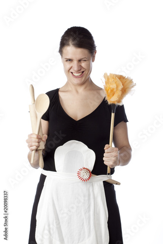 femme tablier ménagère vaisselle cuisine nettoyage photo