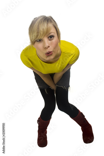 Fun Young Woman Leaning Towards the Camera