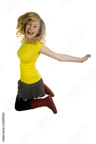 Fun Young Woman Jumping