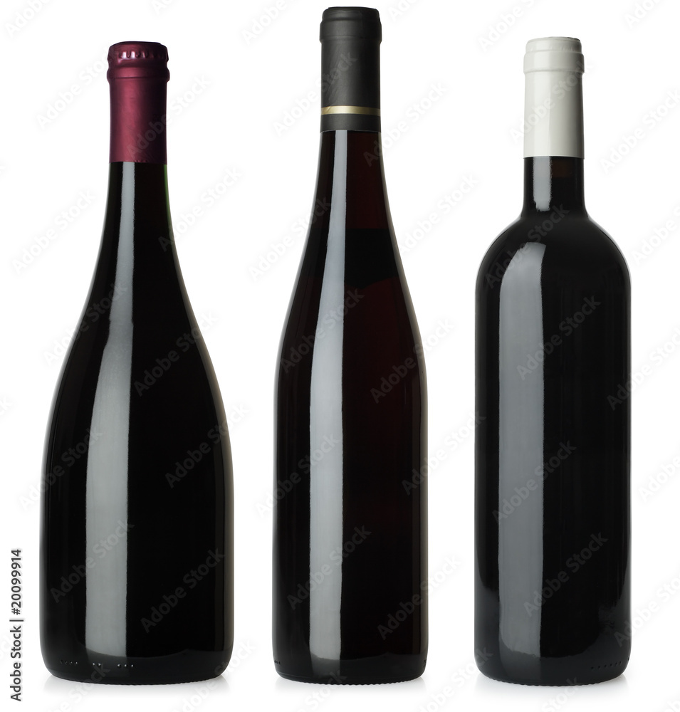 Red wine bottles blank no labels
